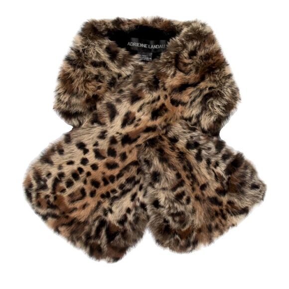 Adrienne Landau Leopard Print Rabbit Fur Pull Thru Scarf - Picture 3 of 14